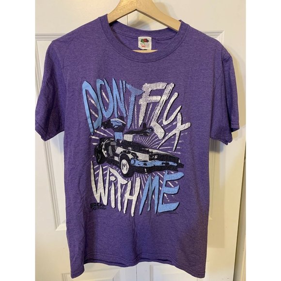 BACK TO THE FUTURE PURPLE T-SHIRT SZ S DON'T FLUX WITH ME - Picture 3 of 8